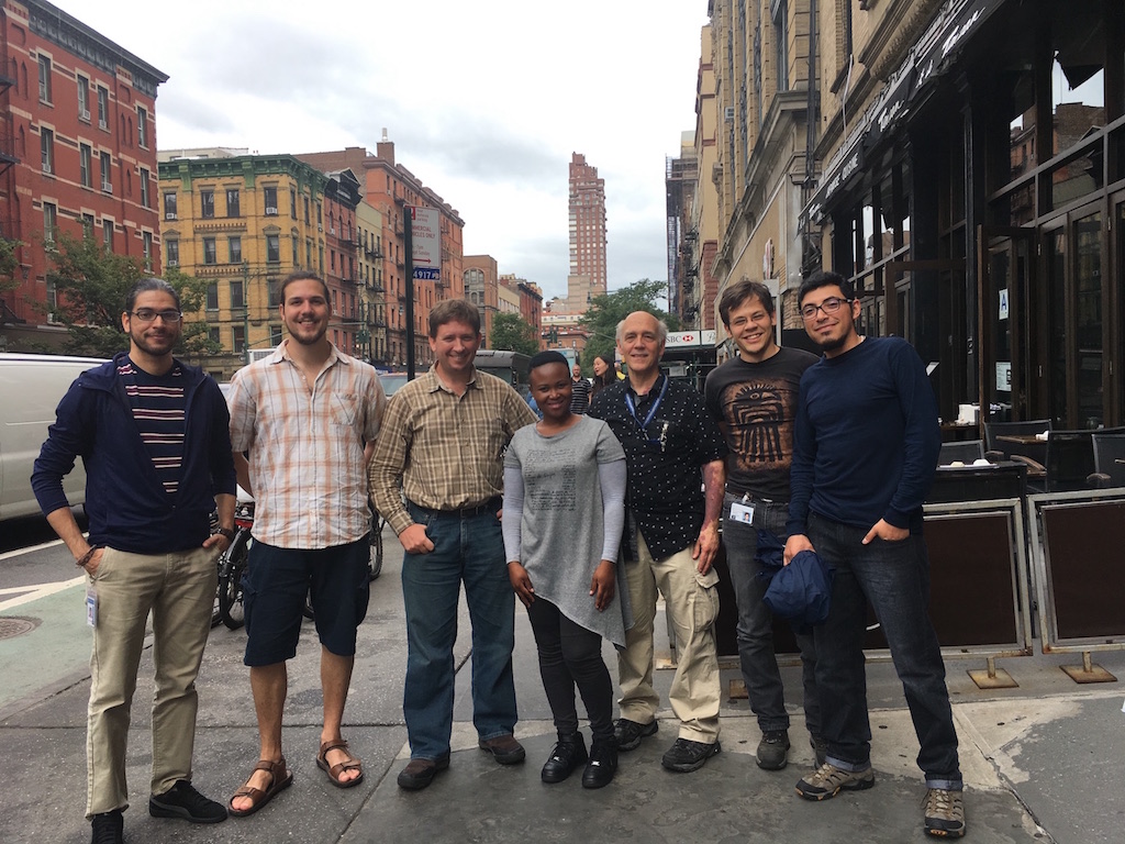 September 2017 Arachnology Lab at AMNH. Left to Right: Pio Colmenares, Ivan Magalhães, Lorenzo Prendini, Tebogo Lebwada, Lou Sorkin, Gerardo Contreras, Rodrigo Monjaraz-Ruedas.