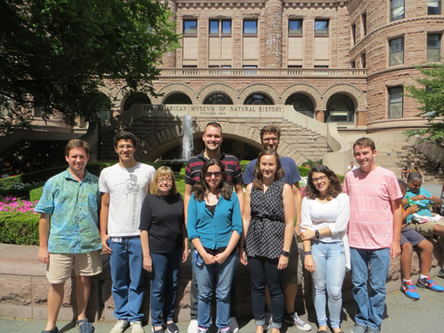 August 2015 Arachnology Lab at AMNH. Left to Right: Lorenzo Prendini, Gustavo Miranda, Debbie Alwill, Diogo Casellato (back), Stephanie Loria, Bastian-Jesper Klüßmann-Fricke (back), Michelle Locke, Chelsea Silva, Billy Conlan.